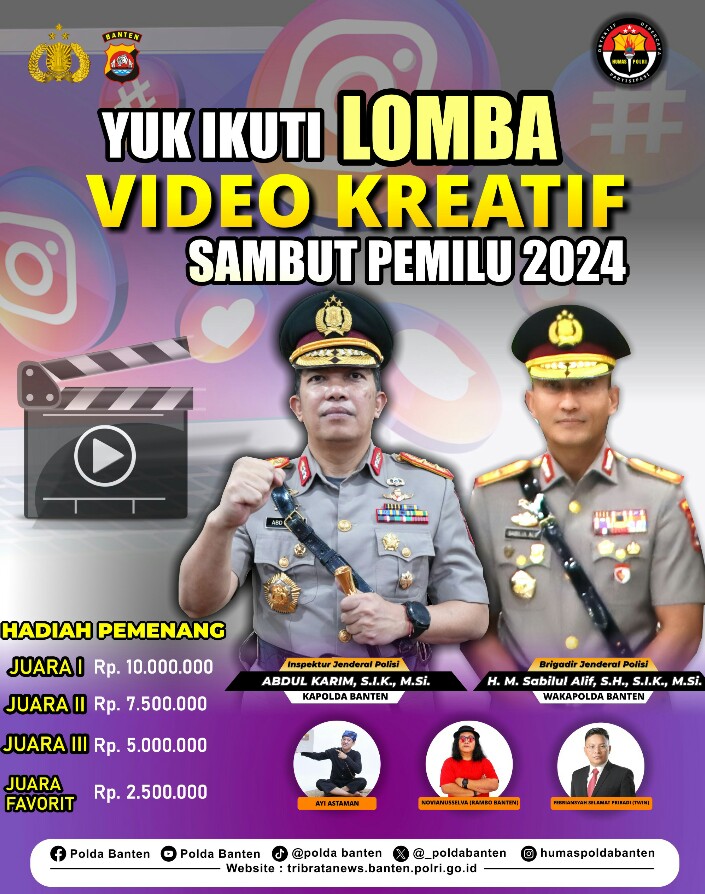 Terbuka Untuk Umum, Polda Banten Gelar Lomba Video Kreatif Sambut Pemilu 2024