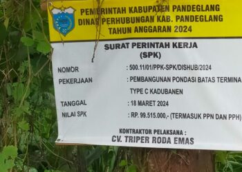 Diduga Tidak Melibatkan PPTK, Proyek Pembangunan Pondasi Batas Terminal Dishub Pandeglang Terkesan Asal Jadi dan Dipaksakan